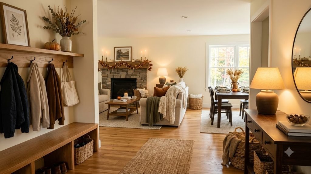 Beautifully organized American home reset for fall with cozy textures and subtle seasonal decor