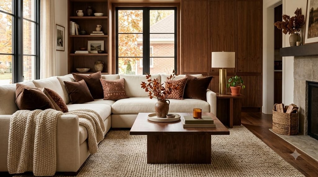 Chocolate brown and dark wood fall home decor