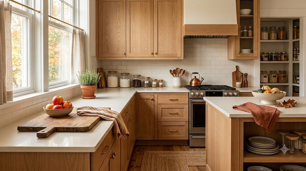 Fall kitchen organization ideas with a cozy, organized kitchen ready for the season.