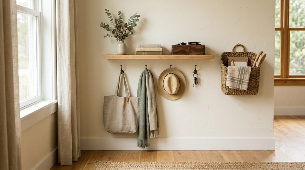 wall-mounted storage maximizing vertical space in a small home