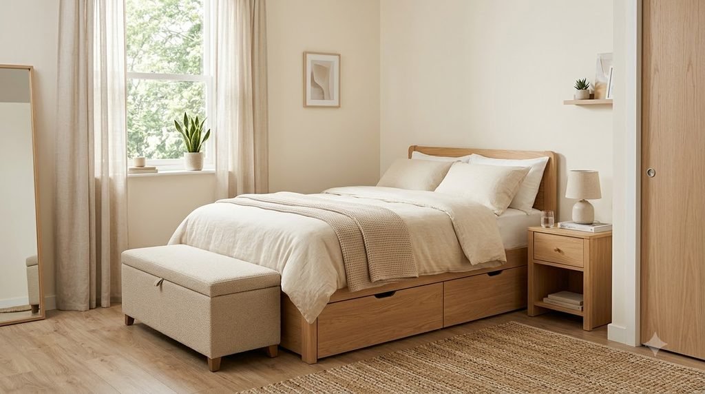 multifunctional bedroom furniture with built-in storage