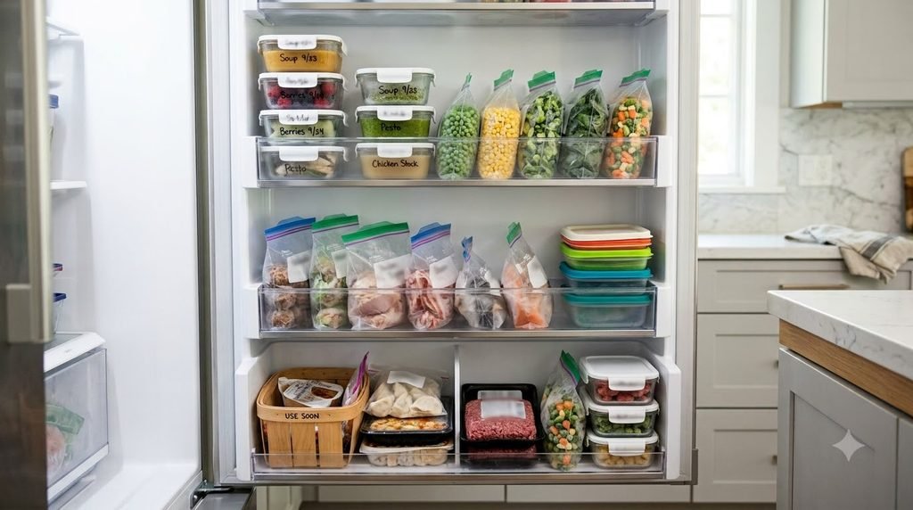Organized freezer after removing forgotten and unwanted food items