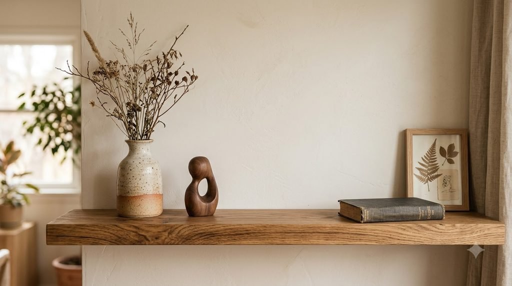 Curated collection display with additional pieces organized in nearby storage