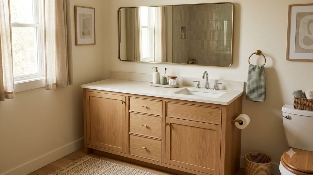 tidy small bathroom vanity after a quick five-minute reset