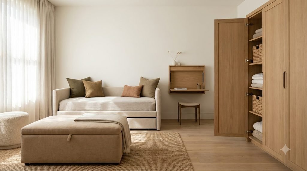 Small flex room with separate work and relaxation zones